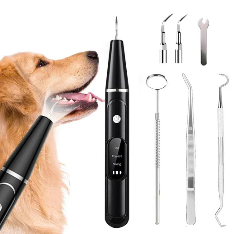 ペット用超音波歯クリーナー 犬用歯磨きキット プラーク・歯石除去 デンタルケアツール 3点セット（ホワイト）、3点セット（ブラック）、ギフトボックス付き口腔鏡（ホワイト）、ギフトボックス付き口腔鏡（ブラック）