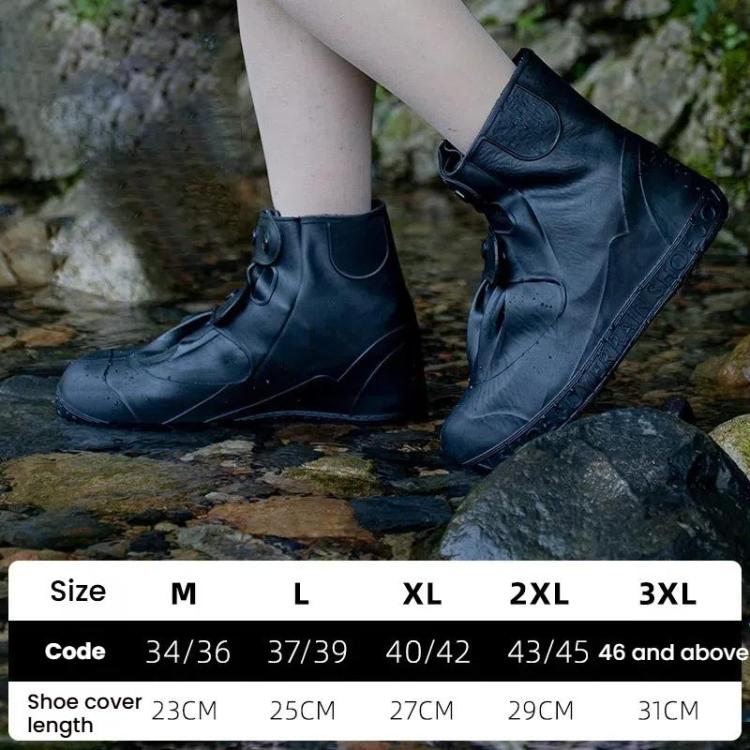 18cm屋外厚手耐摩耗ミッドチューブ防水シューズカバー、M 34-36、L 37-39、XL 40-42、XXL 43-45、XXXL 46-