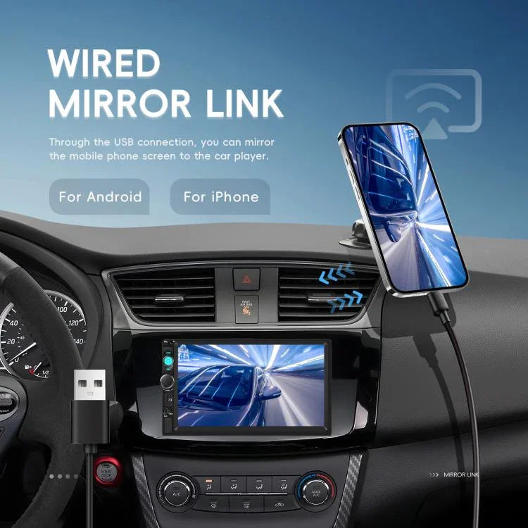 7インチ 有線CarPlay デュアルUSB MP5プレーヤー Bluetooth 大画面 カーセンターコントロール, 標準, 標準+12灯カメラ