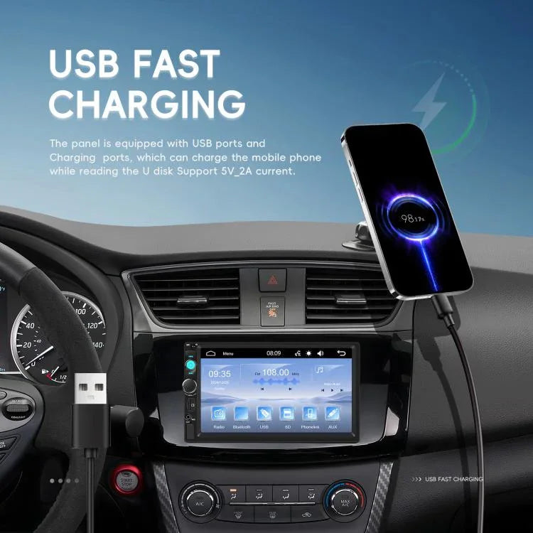 7インチ 有線CarPlay デュアルUSB MP5プレーヤー Bluetooth 大画面 カーセンターコントロール, 標準, 標準+12灯カメラ