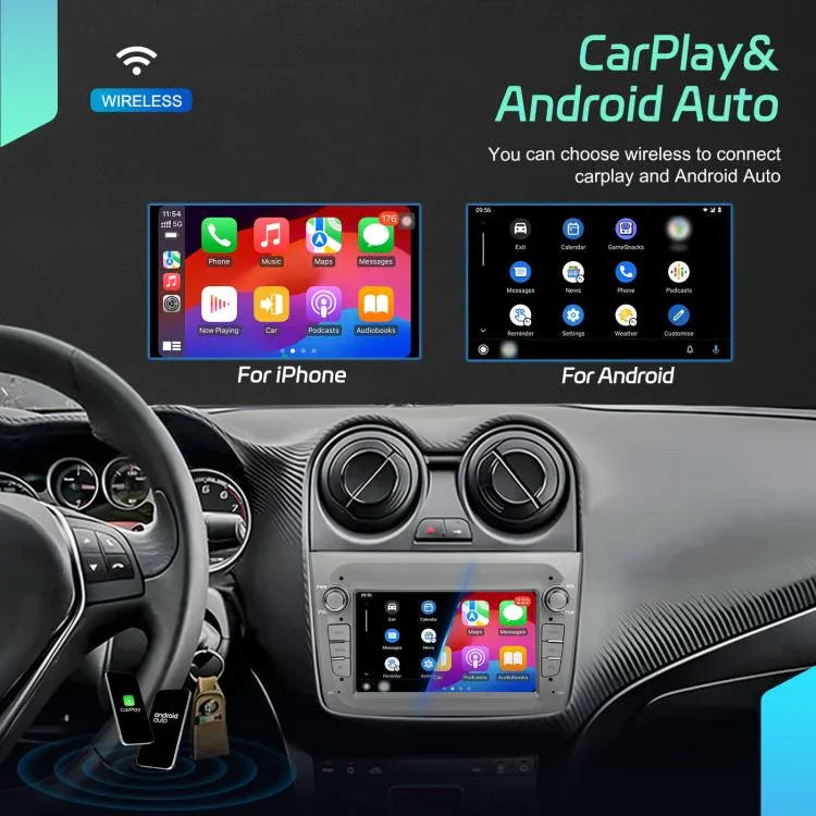 アルファロメオ MITO 2008-2016年用 7インチ 横型スクリーン Android 15 CarPlay カーセンターコントロール統合機, 4+64G, 2+64G