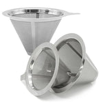 304ステンレススチールコーヒーフィルター 再利用可能メッシュ ポアオーバー/ドリップコーヒーメーカー用 1-2カップ、2-4カップ、4-6カップ