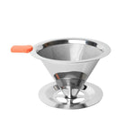 V60ステンレススチールコーヒーフィルター ベース付き ポアオーバー抽出用 1-2カップ 300メッシュ、1-3カップ 300メッシュ、1-4カップ 300メッシュ、1-4カップ 600メッシュ、1-6カップ 600メッシュ、1-8カップ 300メッシュ