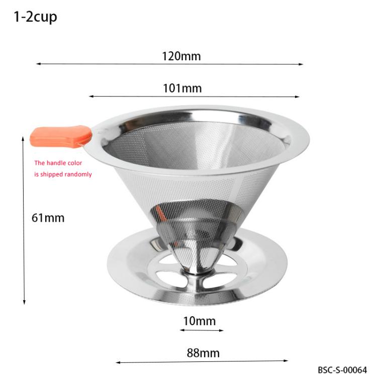 V60ステンレススチールコーヒーフィルター ベース付き ポアオーバー抽出用 1-2カップ 300メッシュ、1-3カップ 300メッシュ、1-4カップ 300メッシュ、1-4カップ 600メッシュ、1-6カップ 600メッシュ、1-8カップ 300メッシュ