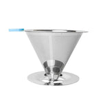 V60ステンレススチールコーヒーフィルター ベース付き ポアオーバー抽出用 1-2カップ 300メッシュ、1-3カップ 300メッシュ、1-4カップ 300メッシュ、1-4カップ 600メッシュ、1-6カップ 600メッシュ、1-8カップ 300メッシュ