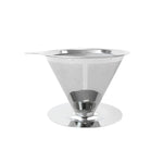 V60ステンレススチールコーヒーフィルター ベース付き ポアオーバー抽出用 1-2カップ 300メッシュ、1-3カップ 300メッシュ、1-4カップ 300メッシュ、1-4カップ 600メッシュ、1-6カップ 600メッシュ、1-8カップ 300メッシュ
