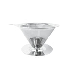 V60ステンレススチールコーヒーフィルター ベース付き ポアオーバー抽出用 1-2カップ 300メッシュ、1-3カップ 300メッシュ、1-4カップ 300メッシュ、1-4カップ 600メッシュ、1-6カップ 600メッシュ、1-8カップ 300メッシュ