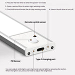 充電式 モーションセンサー ライトバー キャビネット ワードローブランプ リモコン付き 20cm シルバー、40cm シルバー、60cm シルバー、80cm シルバー、20cm ブラック、40cm ブラック、60cm ブラック、80cm ブラック