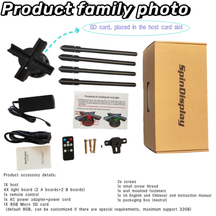 60cm 3D ホログラフィックファン 1600x720解像度 & 720 LEDs WiFi/APP DIYコンテンツコントロール、米国プラグ、EUプラグ、英国プラグ、オーストラリアプラグ