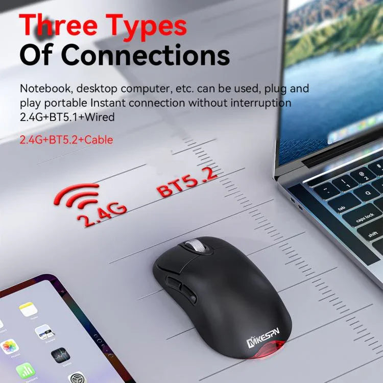 トリモード ワイヤレスゲーミングマウス 24000 DPI、6 RGBライティングモード、充電式、マクロプログラム可能、ブラック、ホワイト、ピンク、ワイヤレス充電ブラック、ワイヤレス充電ホワイト、ワイヤレス充電ピンク
