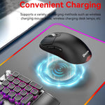 トリモード ワイヤレスゲーミングマウス 24000 DPI、6 RGBライティングモード、充電式、マクロプログラム可能、ブラック、ホワイト、ピンク、ワイヤレス充電ブラック、ワイヤレス充電ホワイト、ワイヤレス充電ピンク