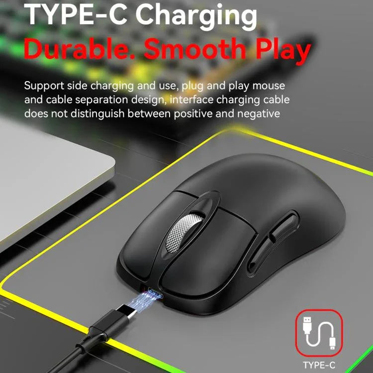 トリモード ワイヤレスゲーミングマウス 24000 DPI、6 RGBライティングモード、充電式、マクロプログラム可能、ブラック、ホワイト、ピンク、ワイヤレス充電ブラック、ワイヤレス充電ホワイト、ワイヤレス充電ピンク