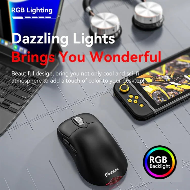 トリモード ワイヤレスゲーミングマウス 24000 DPI、6 RGBライティングモード、充電式、マクロプログラム可能、ブラック、ホワイト、ピンク、ワイヤレス充電ブラック、ワイヤレス充電ホワイト、ワイヤレス充電ピンク