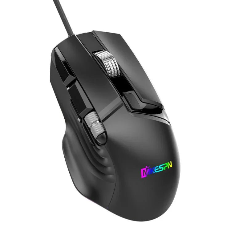 MKESPN X13 RGB フルスピード有線ゲーミングマウス 12400 DPI 10キー デュアルスクロールホイール スイングマクロプログラム可能マウス、X13