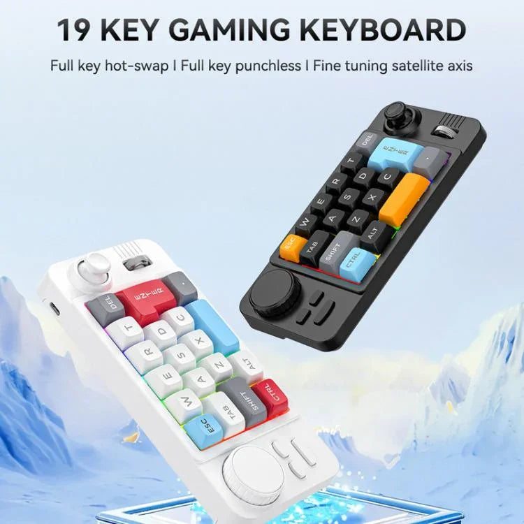 MKESPN 19キー USB-C 有線ゲーミングキーボード マクロプログラム可能 ホットスワップ対応 コントロールノブ＆ジョイスティックスクロールホイール付き、K811 ブラック