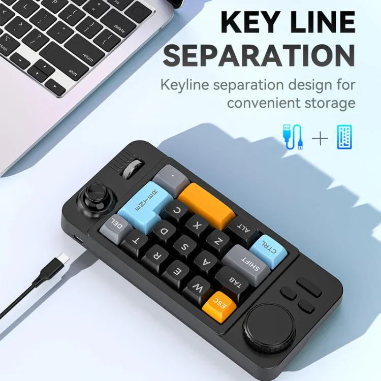 MKESPN 19キー USB-C 有線ゲーミングキーボード マクロプログラム可能 ホットスワップ対応 コントロールノブ＆ジョイスティックスクロールホイール付き、K811 ブラック