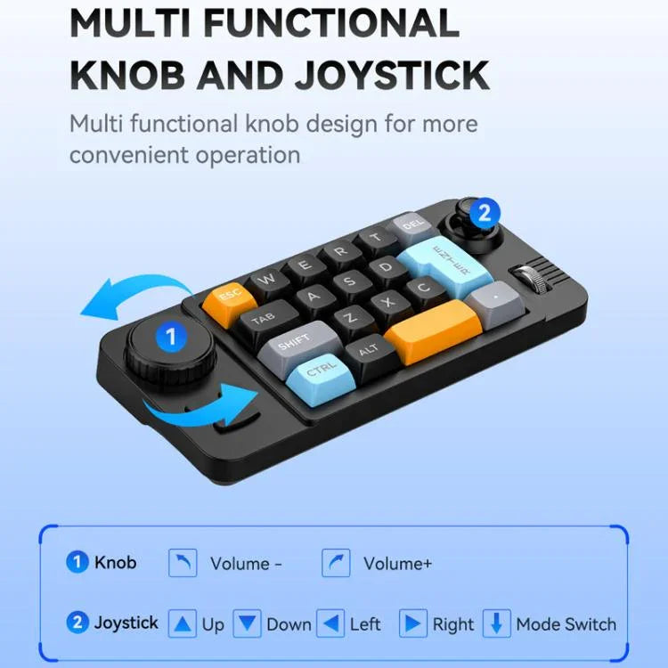 MKESPN 19キー USB-C 有線ゲーミングキーボード マクロプログラム可能 ホットスワップ対応 コントロールノブ＆ジョイスティックスクロールホイール付き、K811 ブラック