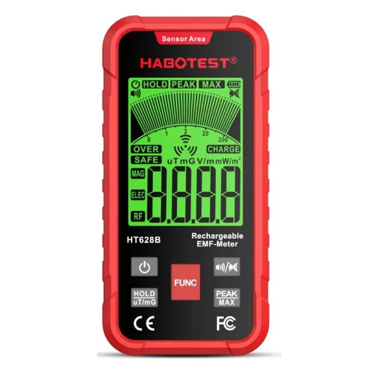 HABOTEST HT628B マルチフィールドEMFメーター 充電式電磁波測定器、HT628B