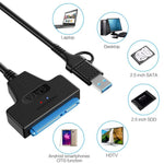 USB 3.0/USB-C から SATA 22ピン アダプターケーブル 2.5インチ ノートパソコン HDD/SSD 用、25cm