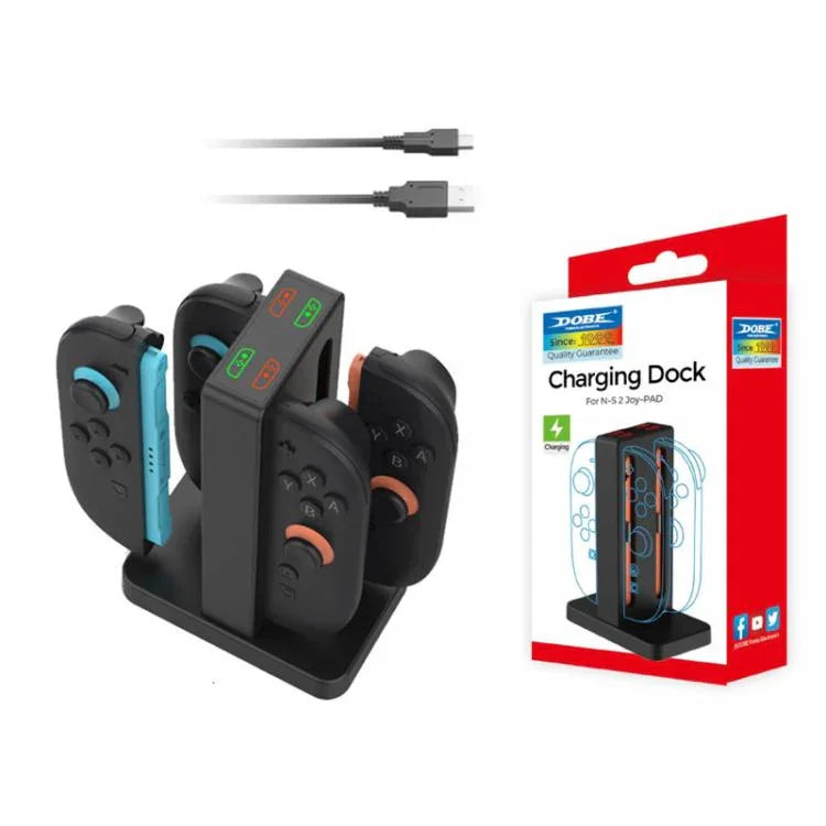 DOBE 4-in-1マグネティック充電ステーション Nintendo Switch 2コントローラー用 LEDインジケーター＆カートリッジ収納付き、TNS-3192B