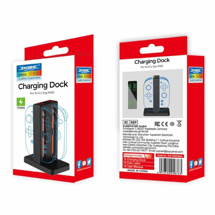 DOBE 4-in-1マグネティック充電ステーション Nintendo Switch 2コントローラー用 LEDインジケーター＆カートリッジ収納付き、TNS-3192B