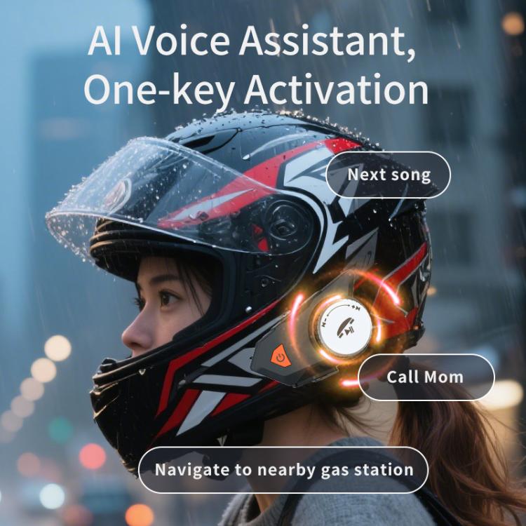 M9 バイク用ヘルメット Bluetooth ヘッドセット IPX6 防水、自動応答、ライダー/配達/グループインタコム向け高音質、M9