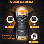 High-Definition 1080P Infrared Night Cision Parking Monitoring Driving Recorder, 3 Lenses, 4 Lenses, 4 Lenses + 32G