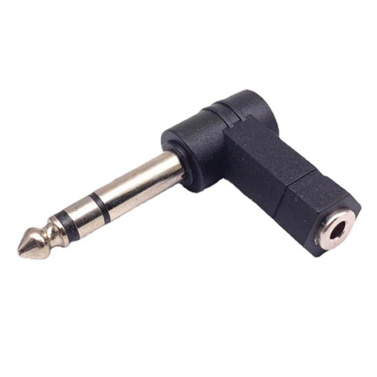6.35mm から 3.5mm プラグ 90度 ヘッドフォンマイク オーディオアダプター、6.35mm から 3.5mm