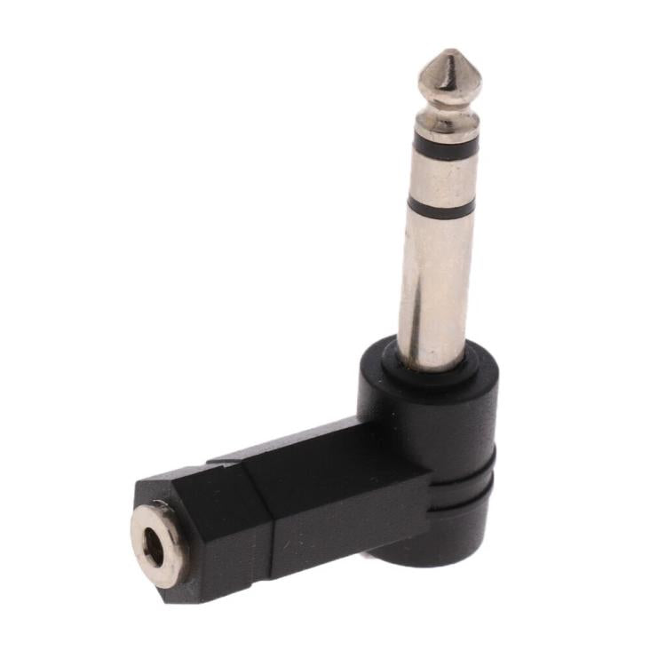 6.35mm から 3.5mm プラグ 90度 ヘッドフォンマイク オーディオアダプター、6.35mm から 3.5mm