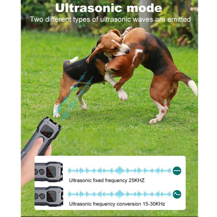 P9 デュアルヘッド超音波犬撃退器 充電式反鳴きデバイス カラースクリーン、LEDテールライト付き、P9