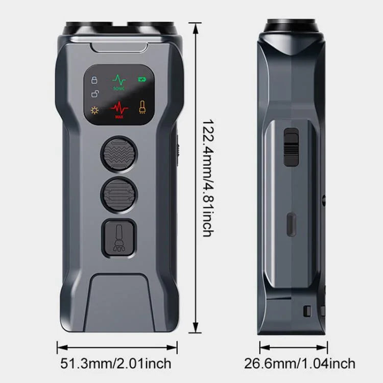 P9 デュアルヘッド超音波犬撃退器 充電式反鳴きデバイス カラースクリーン、LEDテールライト付き、P9