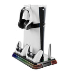For PS5 Pro / PS5 Slim / PS5 Multifunctional Cooling Base With Dual Handle Charging Dock, YH66S Piano Style With Colorful Light White, YH66S Piano Style With Colorful Light Black, YH66 White, YH66 Black White, YH66 Black