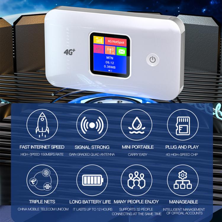 MF801 4G CAT7 デュアルバンド ポータブルWIFI LTE 300M ワイヤレスプラグインルーター カラースクリーン MIFI モバイルホットスポット、MF801