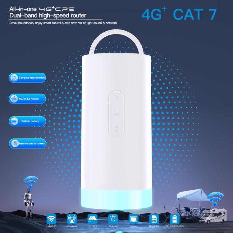 CAF902 4G CPE CAT7 SIMカードルーター カラフルキャンプライト 屋外LTEポータブルWiFiホットスポット EUプラグ, CAF902