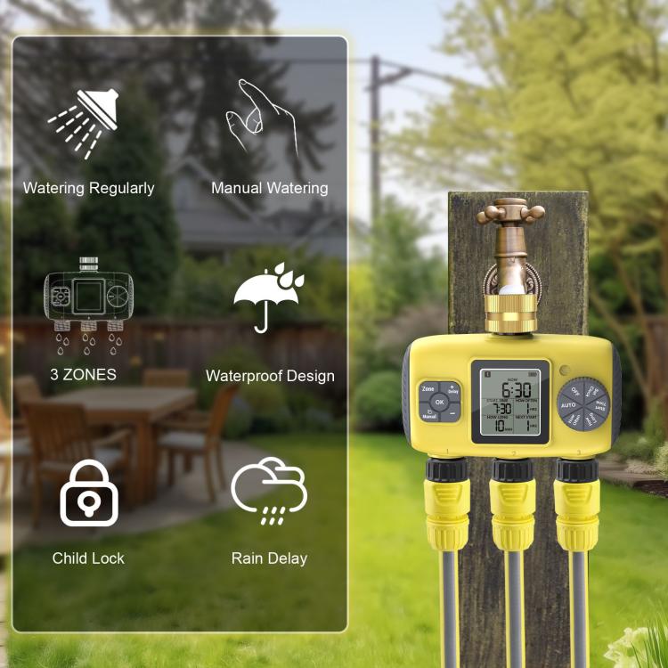 Outdoor Smart Automatic Watering Controller With Three-Way Irrigation Timer, UK Standard, US Standard