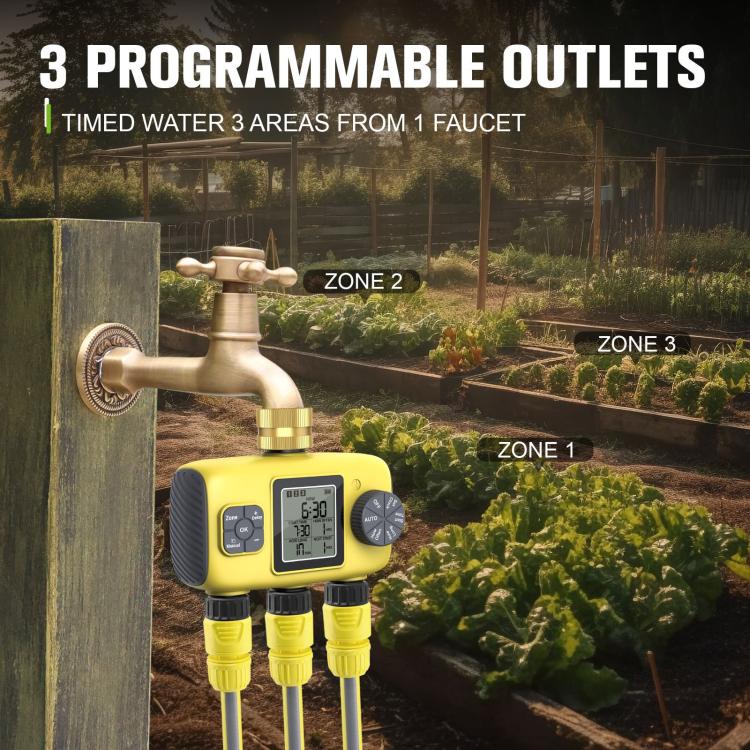 Outdoor Smart Automatic Watering Controller With Three-Way Irrigation Timer, UK Standard, US Standard