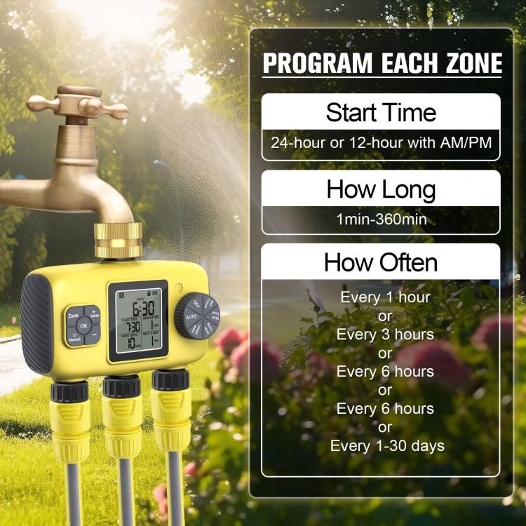Outdoor Smart Automatic Watering Controller With Three-Way Irrigation Timer, UK Standard, US Standard