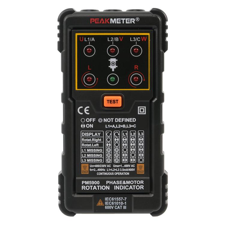 PEAKMETER 三相交流モーター回転位相順序テスター、PM5900