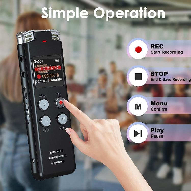 ポータブルHDノイズキャンセリング音声起動デジタルボイスレコーダー 会議用、64GB、128GB
