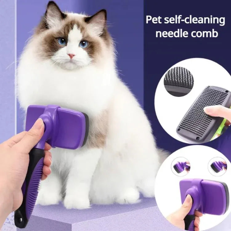 ペット用抜け毛ブラシ 猫・犬用 1クリックで毛を外せるグルーミングブラシ 小、大