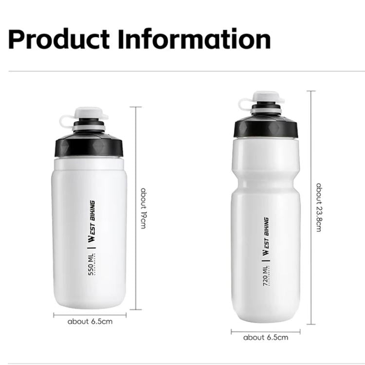 WEST BIKING 720ml 自転車用ウォーターボトル 漏れ防止スクイーズデザイン 携帯スポーツ水分補給ボトル、720ml イエロー、720ml ホワイト、720ml ホワイトワイド、720ml イエローワイド
