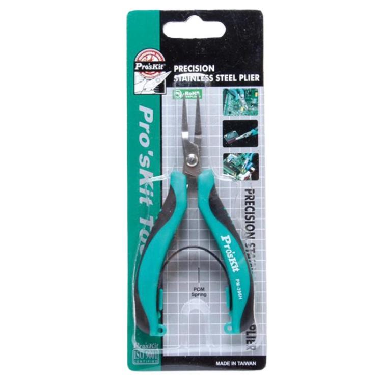 ProsKit PM-396H ステンレス製非歯付きフラットノーズプライヤー 精密電子用フラットジョープライヤー、PM-396H
