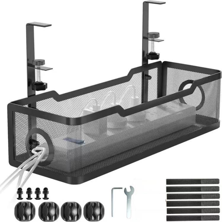 調節可能な机下収納バスケットドリル不要ルーター/本/用品用吊りオーガナイザー
