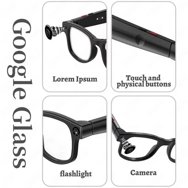 AIMB-G1 スマートグラス 5MPカメラ＆リアルタイムAI翻訳 1080P手ブレ補正ビデオ、3レンズキット、AIMB-G1