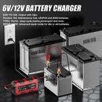FOXSUR Smart 6V/12V 1.5A Battery Charger 4AH-30AH Lead Acid Battery Maintainer For Motorcycle/Car/ATV, EU Plug, US Plug, UK Plug