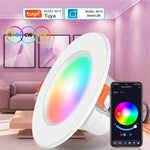 Tuya WIFI＆Bluetooth対応埋込型天井ライト RGB+CW+WW調光可能LEDダウンライト、5W 2.5インチ、7W 3.5インチ、10W 4インチ