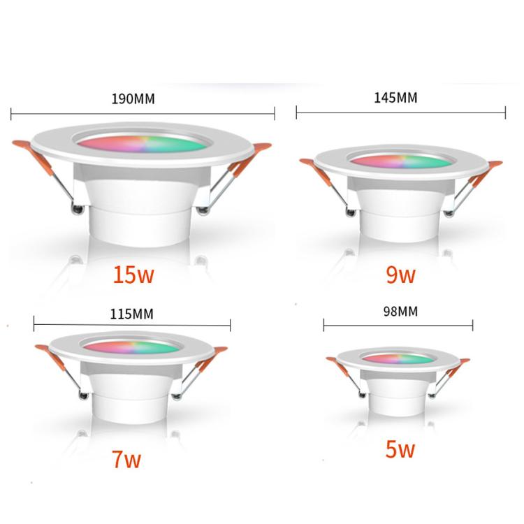Tuya WIFI＆Bluetooth対応埋込型天井ライト RGB+CW+WW調光可能LEDダウンライト、5W 2.5インチ、7W 3.5インチ、10W 4インチ