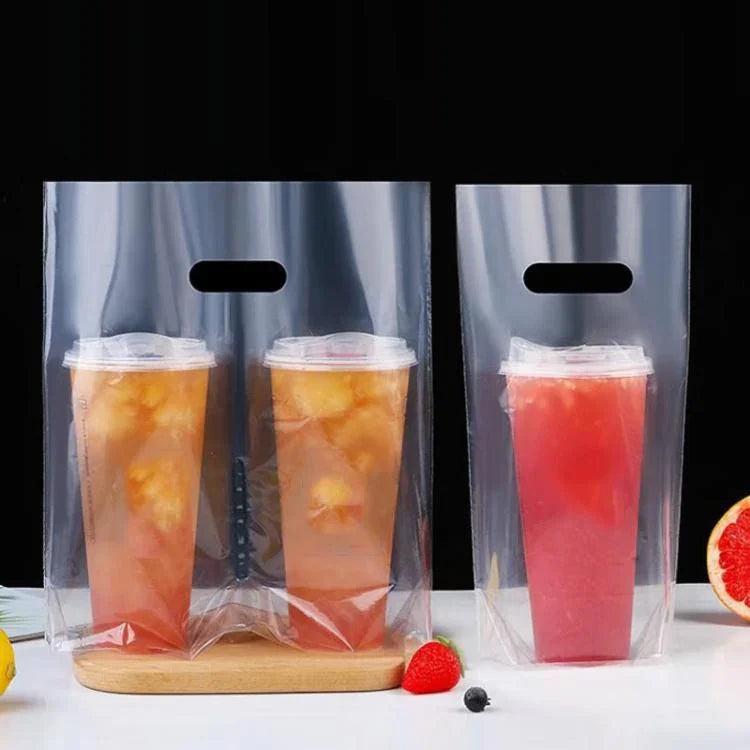 ミルクティーコーヒー使い捨てテイクアウトバッグ、1パック100袋入り、90mmシングルカップ700ml、98mmシングルカップ700ml、90mmダブルカップ700ml、98mmダブルカップ700ml、120mmオーバーロードカップ1000ml