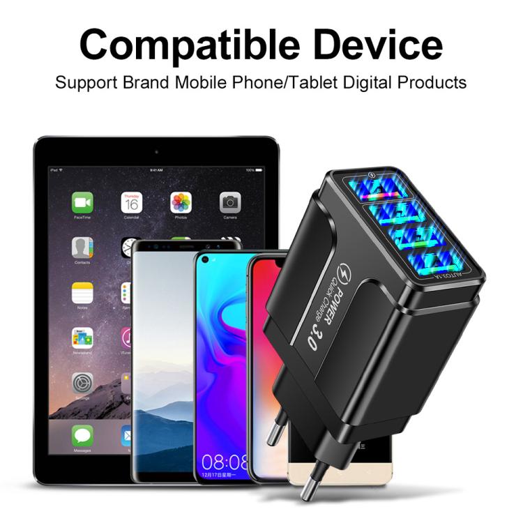 5.1A QC3.0 急速充電 4USBポート 携帯電話充電器、EUプラグ、USプラグ、UKプラグ