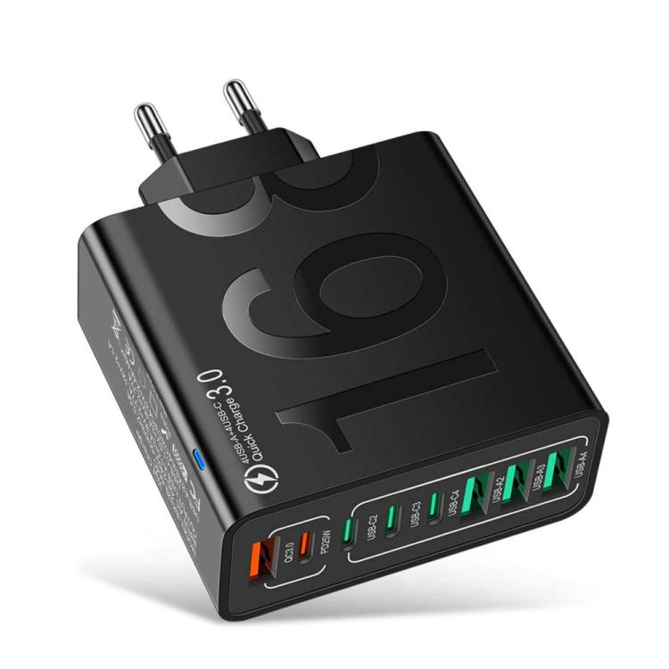 150W 4USB+4Type-C 8インターフェース QC3.0 急速充電 携帯電話充電器、EUプラグ（ブラック）、EUプラグ（ホワイト）、EUプラグ（イエロー）、USプラグ（ブラック）、USプラグ（ホワイト）、USプラグ（イエロー）、UKプラグ（ブラック）、UKプラグ（ホワイト）、UKプラグ（イエロー）